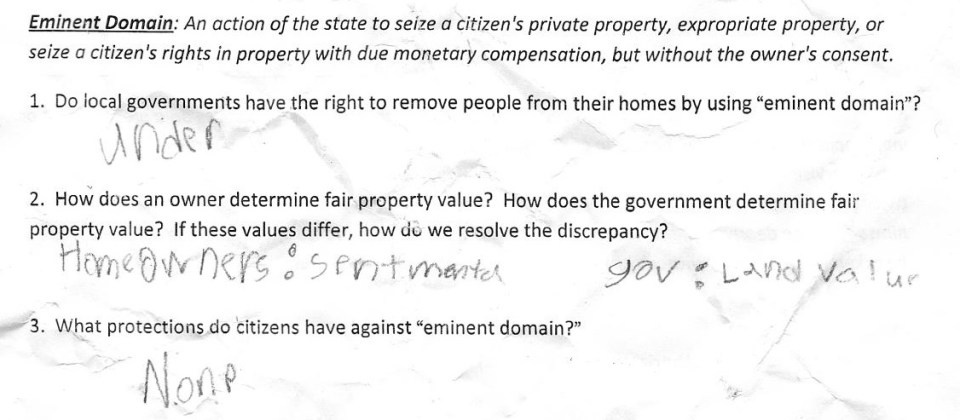 A Minnesota parent, Sarah, sent this writing sample of her son’s ninth-grade work to her superintendent in a letter that argued her son’s disabilities were not being taken seriously by his teachers.